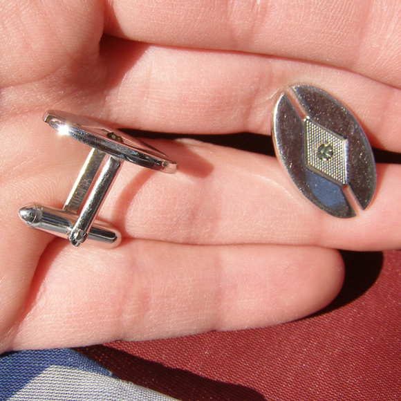 Vintage men's Swank Cufflinks Silvertone EUC - Picture 4 of 6